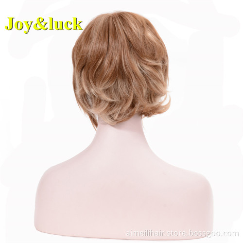 Blond Wig for Women Wholesale Price Wigs With Bangs Woman Ladies Hair Blonde Natural Straight Short Synthetic Hair Wigs